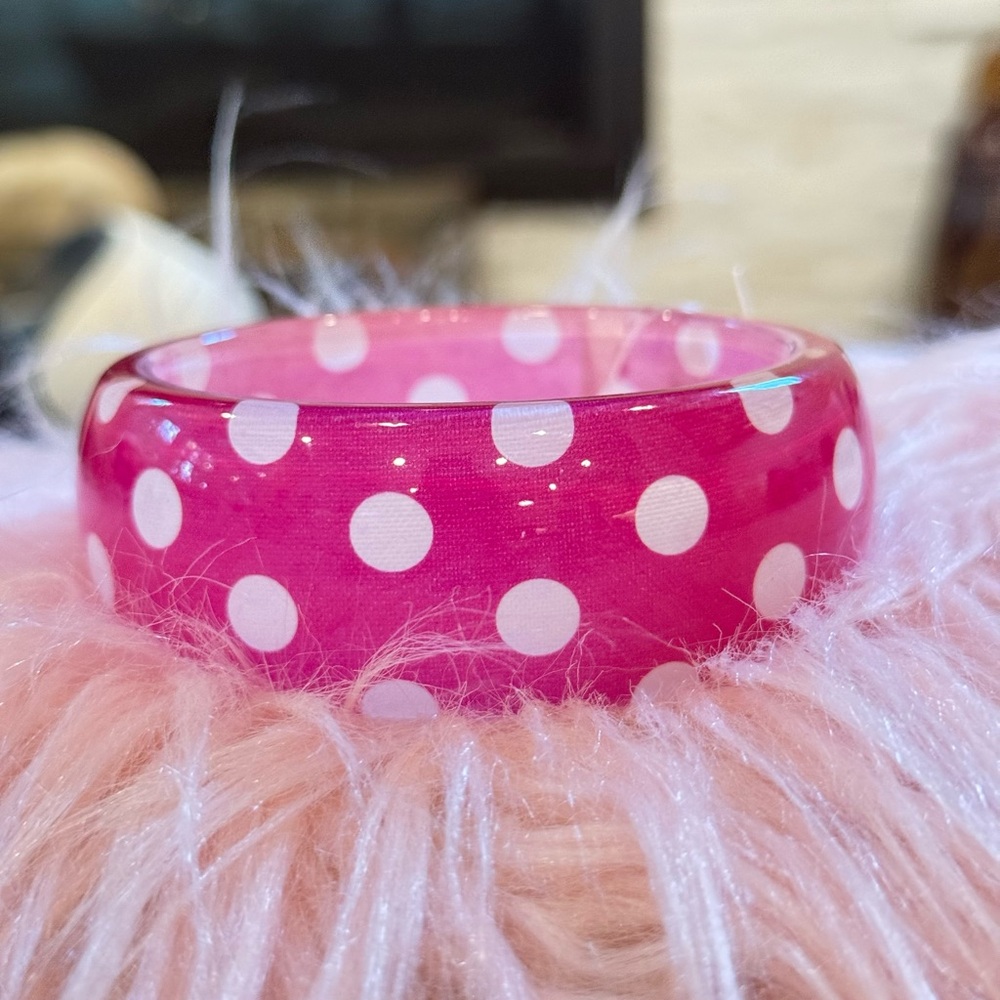 Fashion Jewelry Pink and White Polka Dot Bracelet